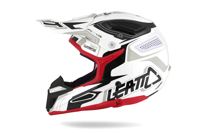 Le GPX 5.5 en déclinaison blanc noir rouge casque moto cross leatt gpx 5 5 composite blanc