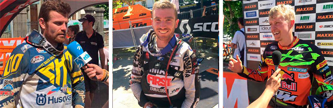 Le trio gagnat de la seconde journée : 1-Bellino / 2-Larrieu / 3- Watson podium endurogp spain j2
