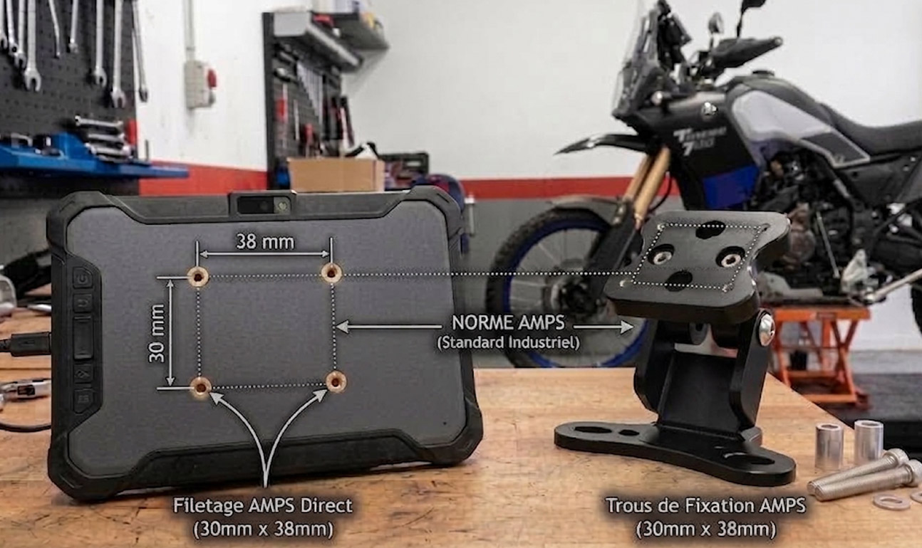 support et table norme AMPS pour fixation guidon moto