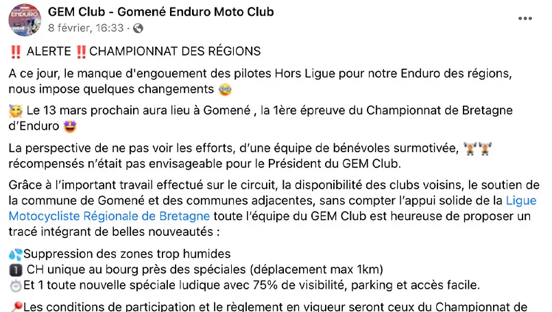 enduro des regions 2022 2