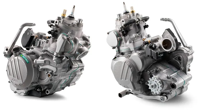 Le moteur des 2T avec l'injection dans le bas moteur moteur ktm exc 2018
