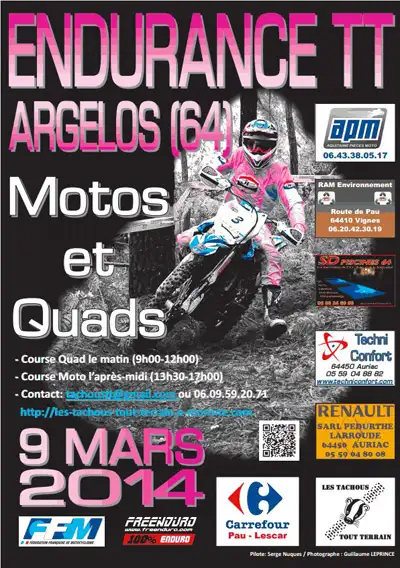 Affiche de l'endurance moto d'Argelos 2014 affiche endurance moto Argelos 2014
