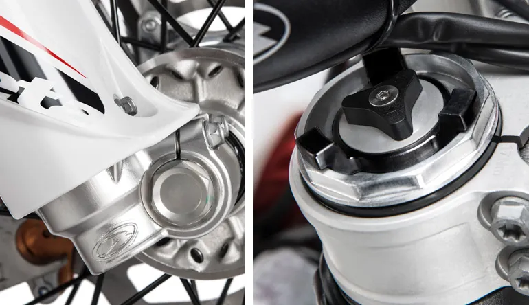 La nouvelle fourche ZF avec les réglages sur le haut et nouveaux pieds de fourche fourche ZF beta 2019