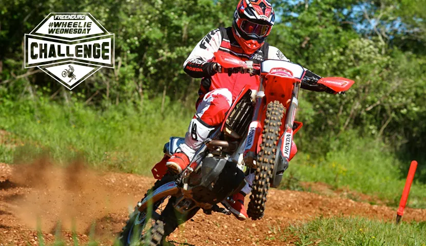 David Fretigné wheeling Honda enduro