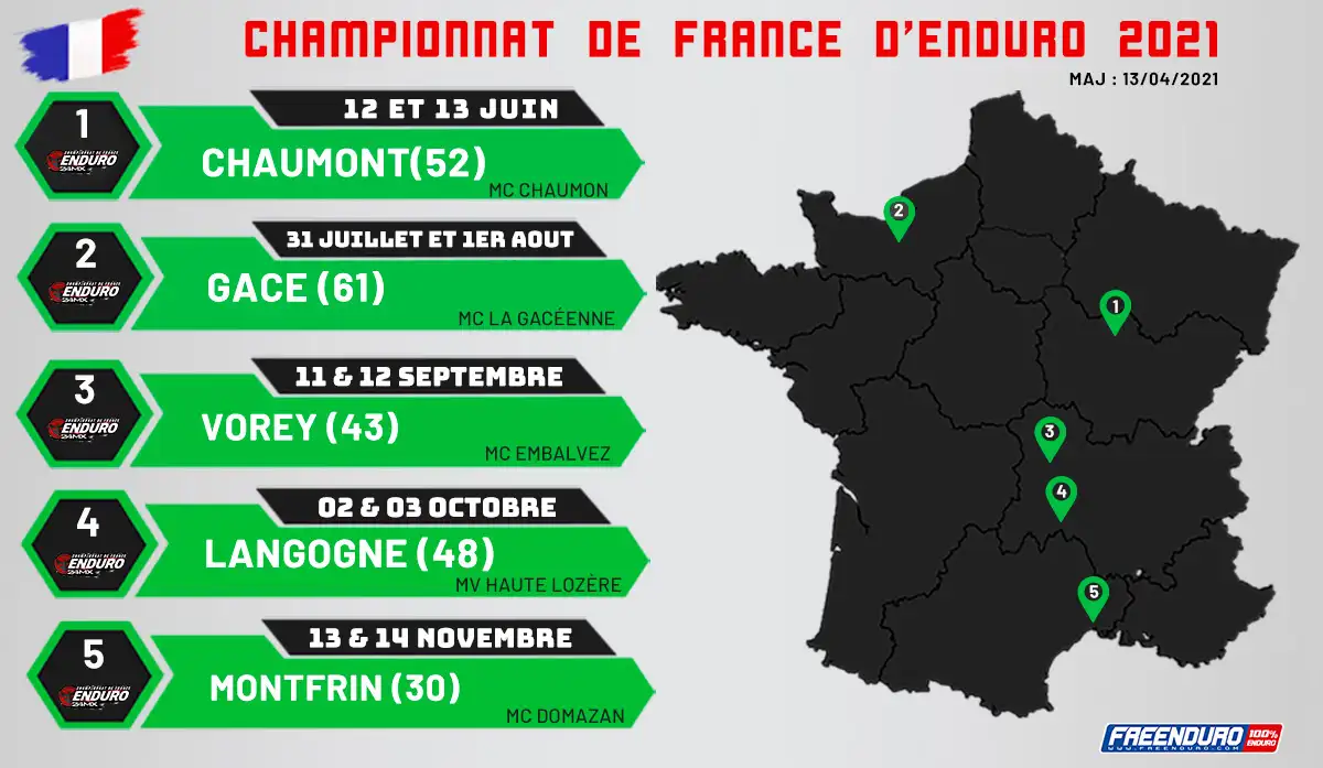 MAJ calendrier championnt France enduro 2021
