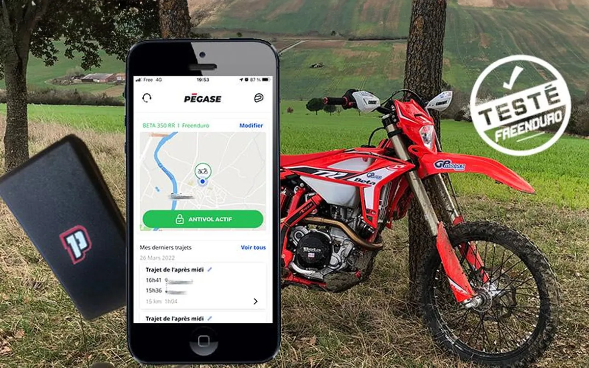 Test enduro traceur GPS et antivol Pegase