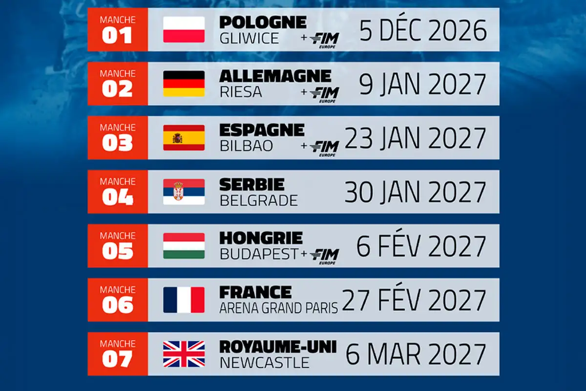 Calendrier SuperEnduro 2026 2027 