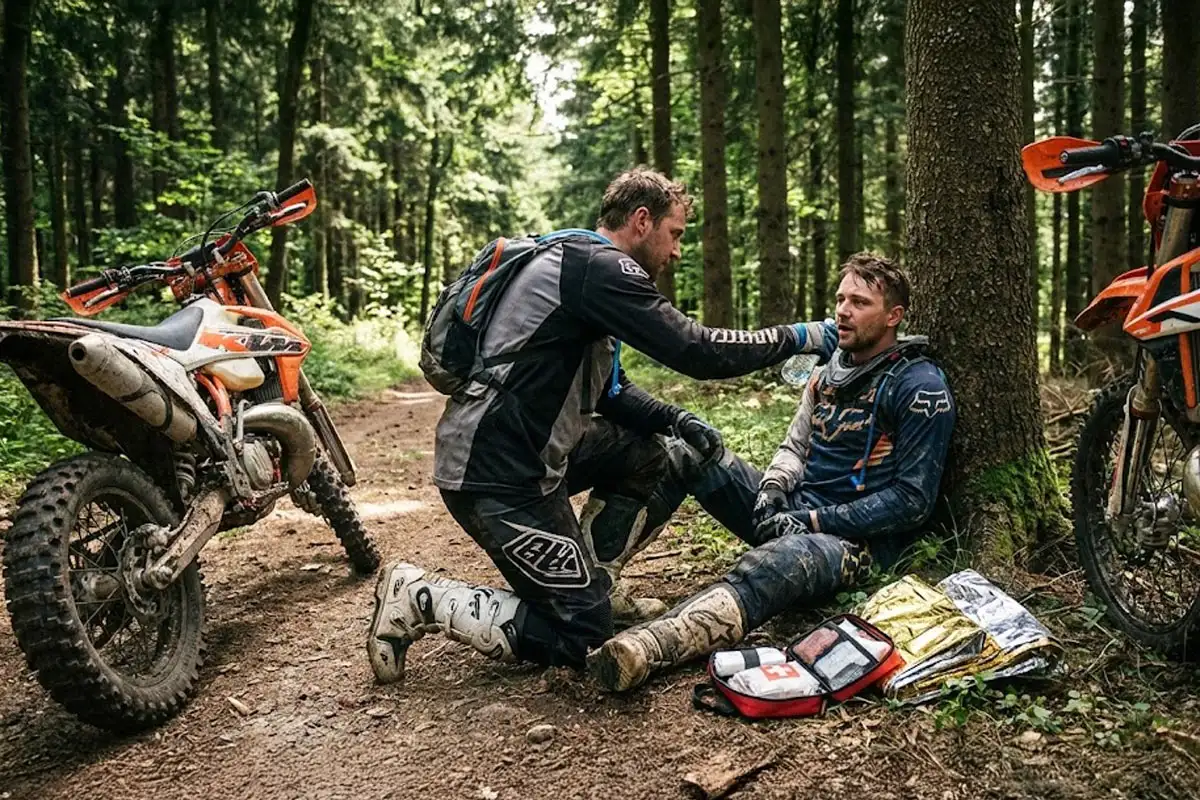 secrourir pilote enduro après chute