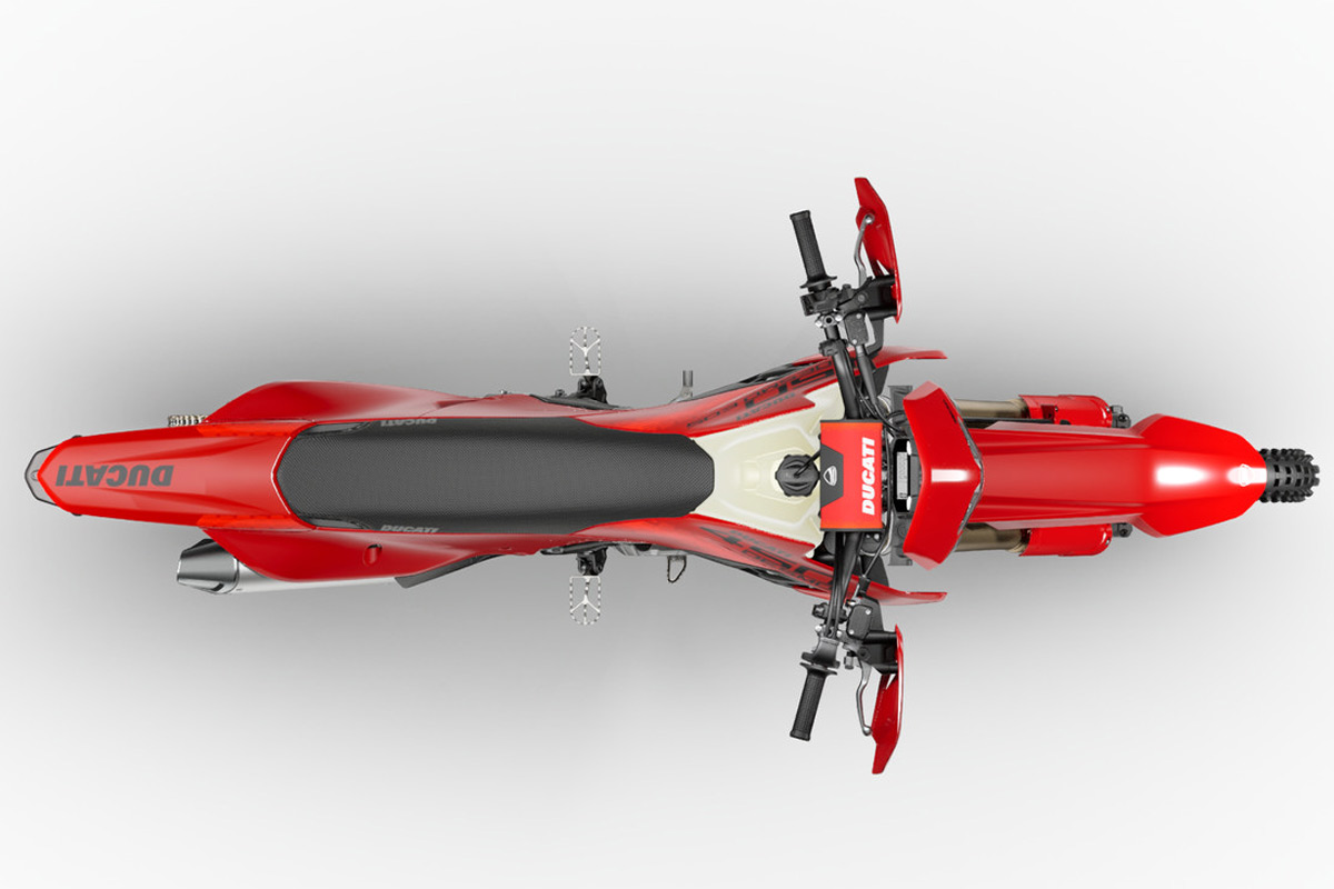 vue dessus ducati Desmo450 EDS enduro 2026 2
