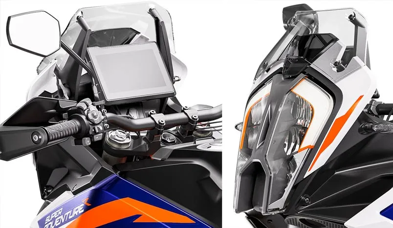 Aperçu de l'écran de 7 pouces et phare à LED KTM 1290 SUPER ADVENTURE R 2021 detail