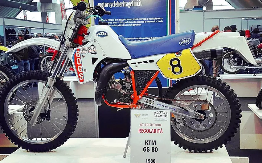 La KTM GS80 de 1986 qu'utilisait Stefano Passeri KTM GS 80 stefano Passeri