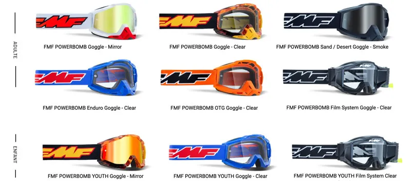 Les masques de la gamme PowerBomb adulte et enfant Masques FMF vision Powerbomb