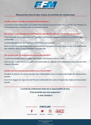 Télécharger les questions - réponses de la FFM Q R FFM moto covid 19