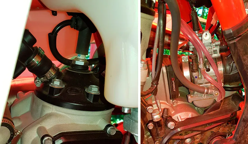 Petits détails sympa sur ces 2T 2020, avec la bougie accessible sans rien demonter et l'accès au carburteur grandement amlélioré bougie Beta 2T 2020 freenduro