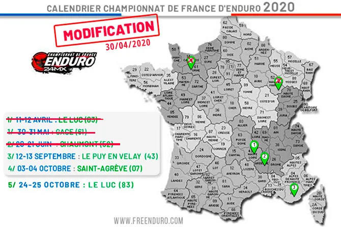 Calendrier Championnat France enduro 2020