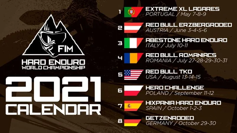 Calendrier championat hard enduro moto 2021