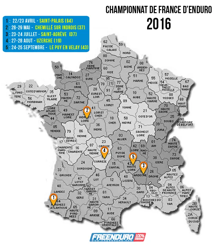 Le calendrier du CDF Enduro 2016 Calendrier championat de France d'enduro 2016
