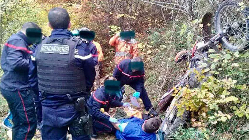 pilote d'enduro blessé sauvé par des chasseurs