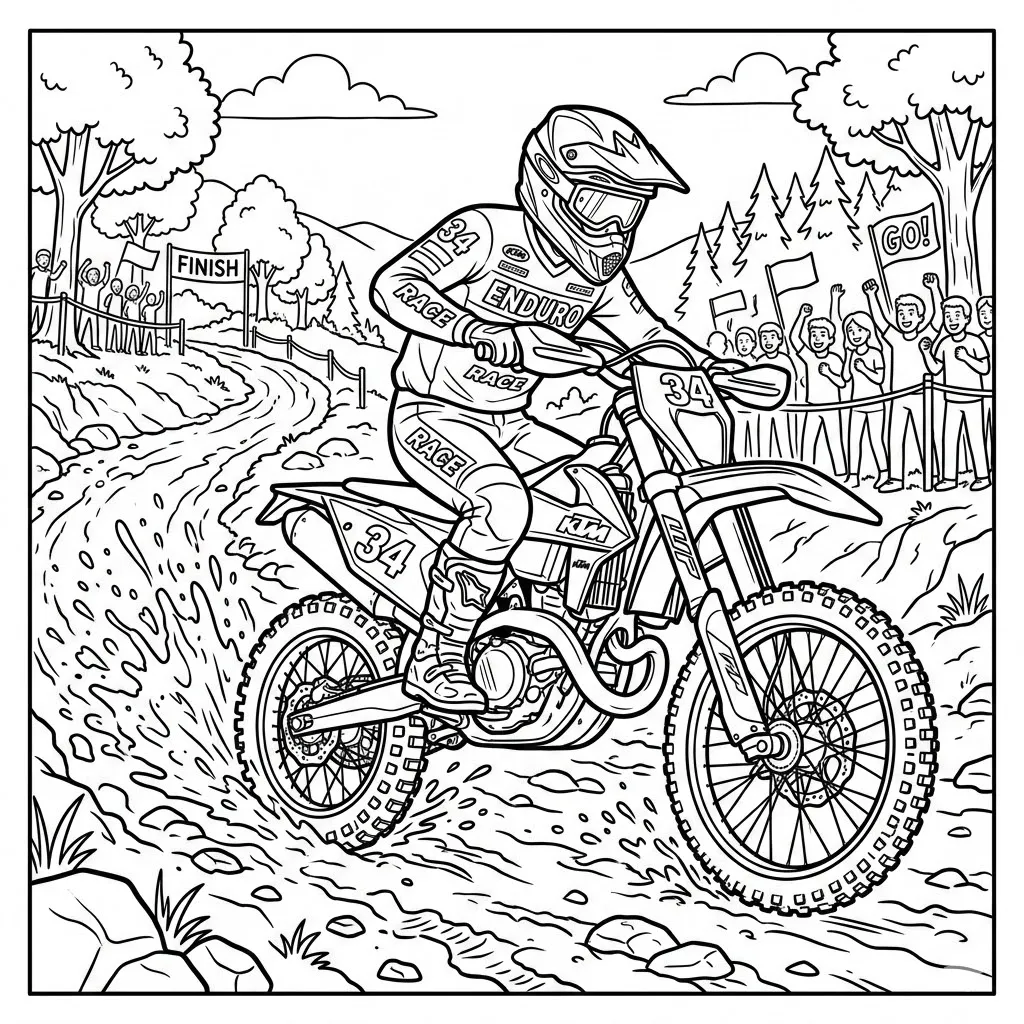 course moto enduro à colorier