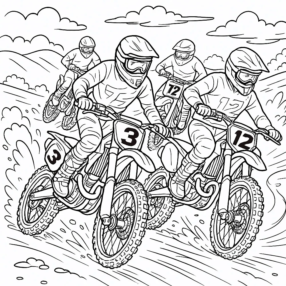 coloriage course motocross
