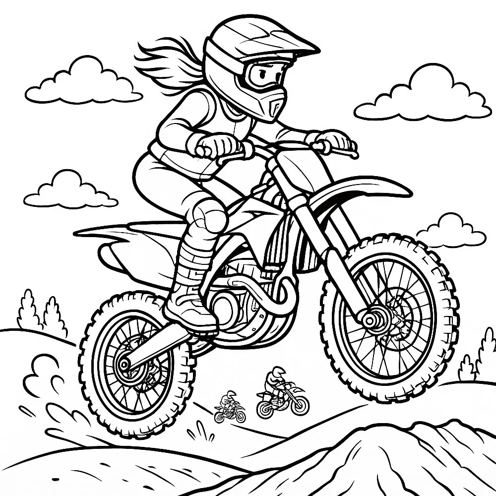 coloriage fille moto de cross