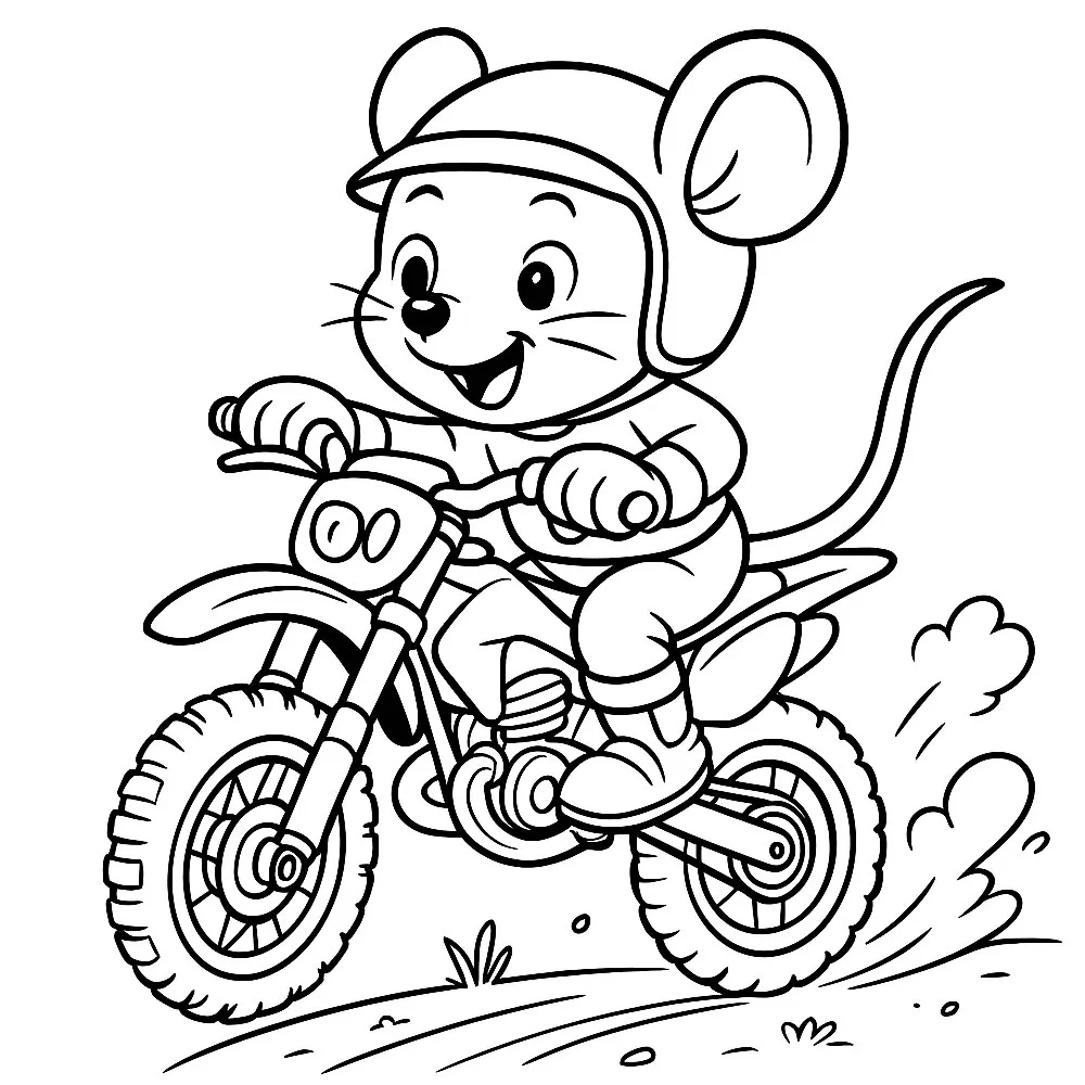  moto avec mine sourie cartoon