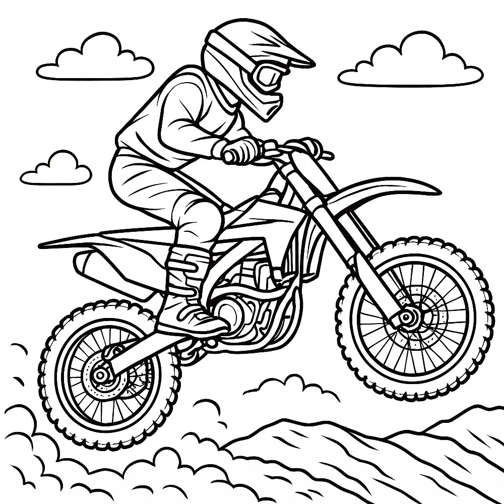 coloriage pilote motocross