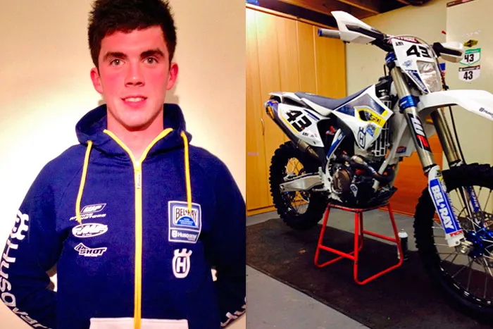 Danny McCanney et la 250 TE qu'il utilisera en2015 Danny McCanney pilote Husqvarna enduro 2015