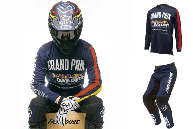 Ici une tenue signée Fasthouse pour la course DAY in the DIRT par Red Bull avec un casque Troy Lee designs day in the dirt redbull fasthouse 2