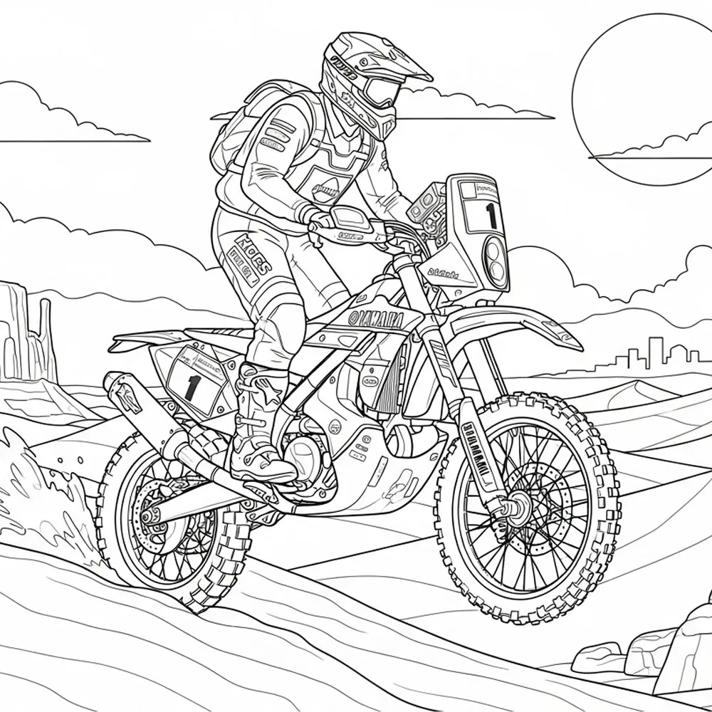 coloriage moto hard enduro