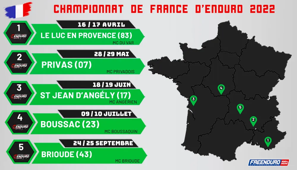 Dates championnat de France d'enduro 2022