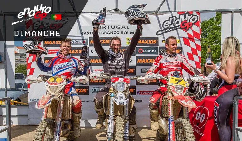 Le trio gagnant de cette seconde journée du GP du Portugal : 1 Salvini / 2 Holcome / 3 Nambotin