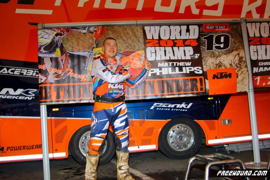 En 2014 pour Matt c'est le titre modial en E3 avec KTM photo HD Matt Phillips KTM 2014