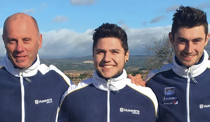 Eric Bernard (manager) Valerain Debaud et Jeremy Miroir husqvarna team enduro 2018