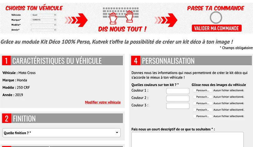 Aperçu de l'interface de création des kit 100% eperso kit deco perso creation