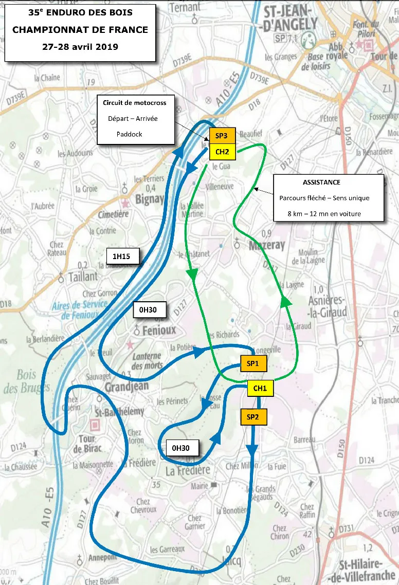 Le plan du parcours plan speciales enduro saint jean angely 2019