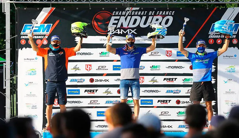 Le podim E1 de cette seconde journée de course du coté du Puy-en-Velay podium E1 CDF enduro 2020 1 j2