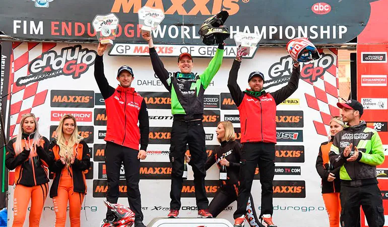 Le podium E1 : Freeman , Guanneri et Oldrati podium E1 endurogprd1 J2 2019