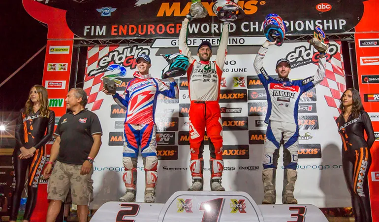 Salvini, Holcombe, Larrieu les 3 hommes forts de ce GP de Trentino podium enduroGP trentino 2018