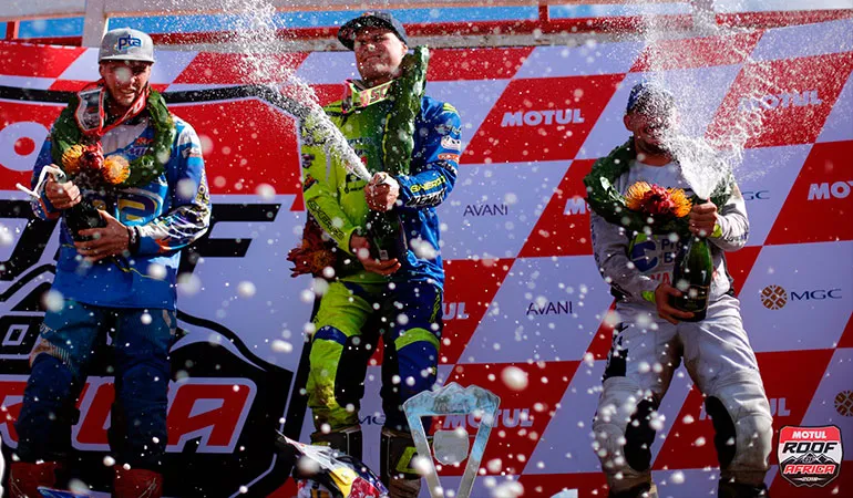 1: Wade Young, 2: Travis Teasdale, 3: Kyle Flanagan podium roof of africa 2018