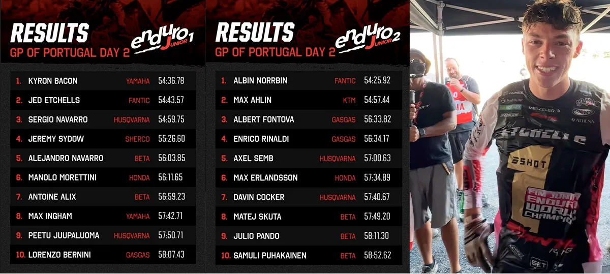resultats junoir Jed Etchells enduroGP Portugal 2 2023