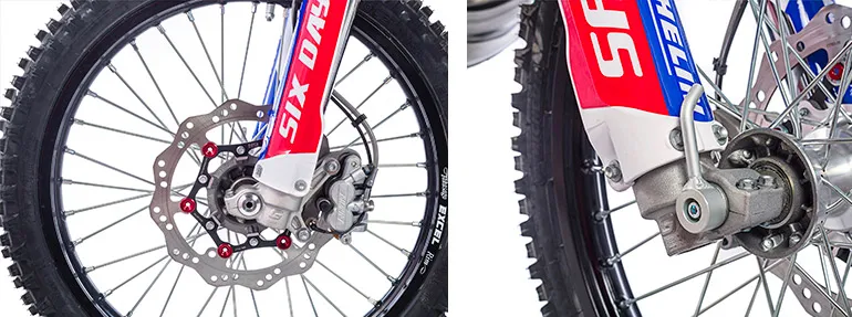 Disque de frein AV flottant NG et tire-axe de roue azant roue AV GasGas 250 EC 6days 2018