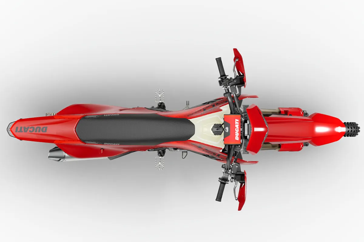 vue dessus ducati Desmo450 EDS enduro 2026 2